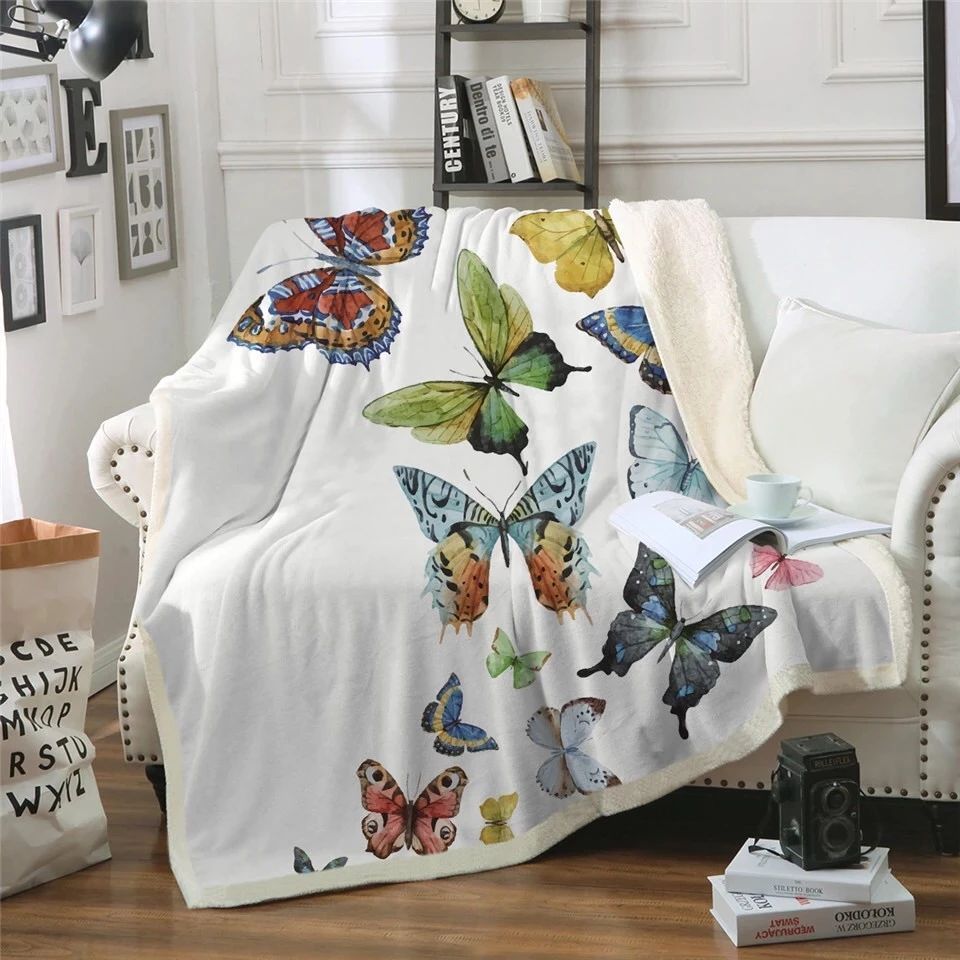 Butterfly Sherpa Fleece Blanket