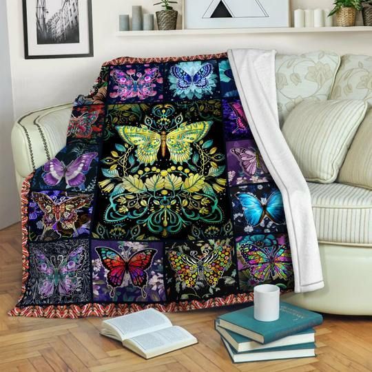 Butterfly Sherpa Fleece Blanket