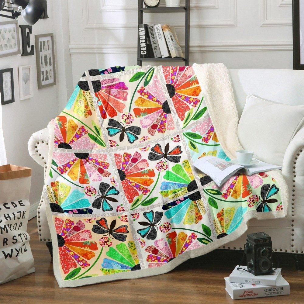 Butterfly Sherpa Fleece Blanket