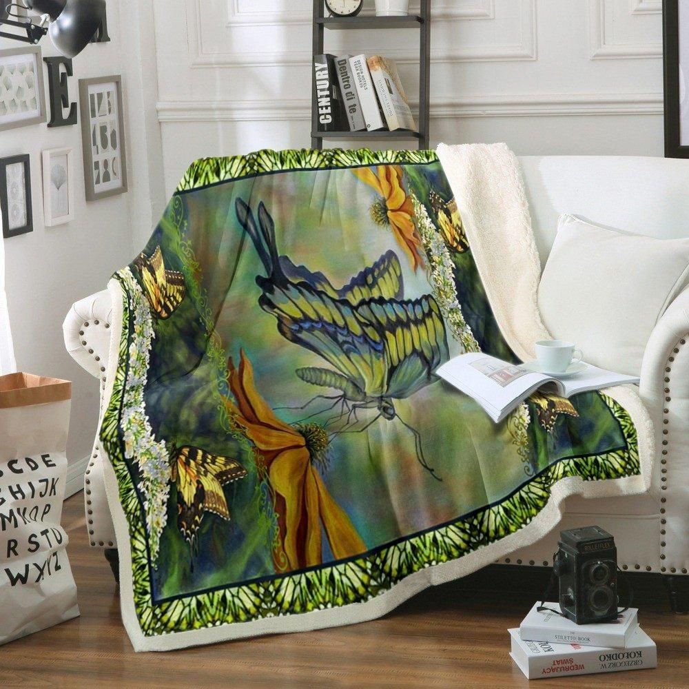 Butterfly Sherpa Fleece Blanket