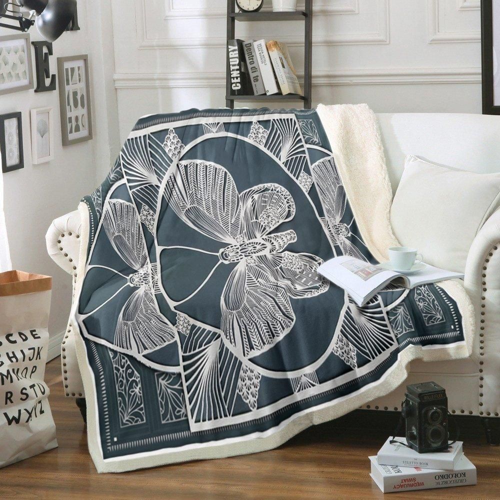 Butterfly Sherpa Fleece Blanket