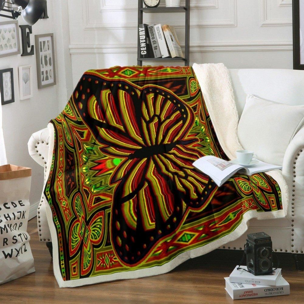 Butterfly Sherpa Fleece Blanket