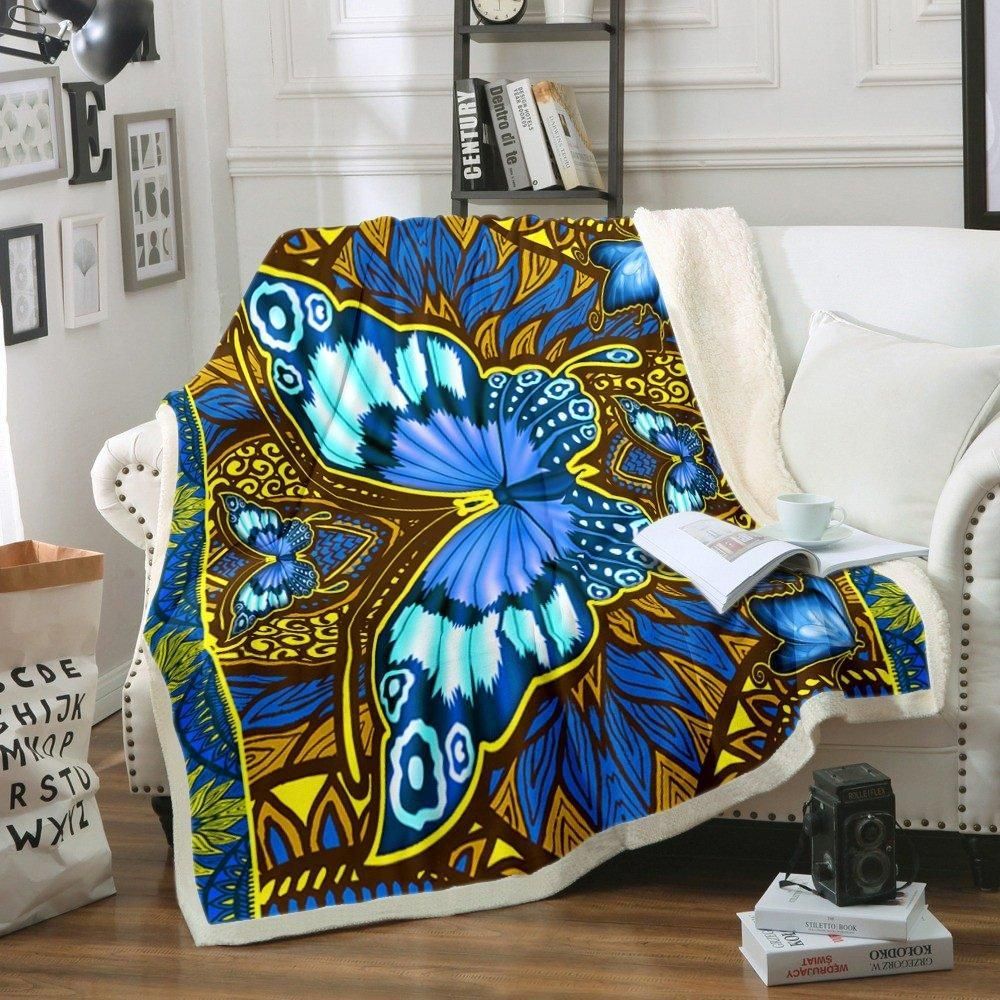 Butterfly Sherpa Fleece Blanket