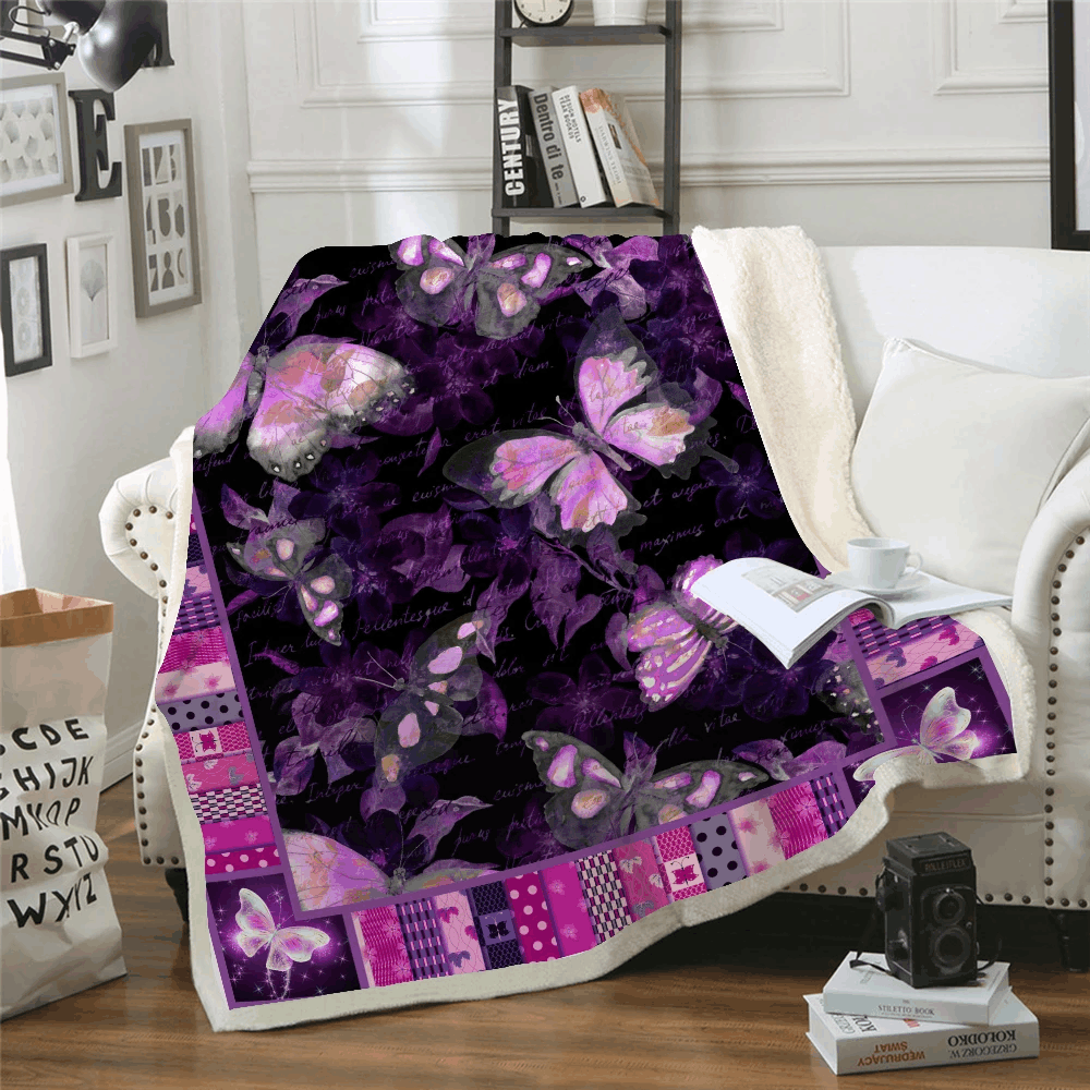 Butterfly Sherpa Fleece Blanket