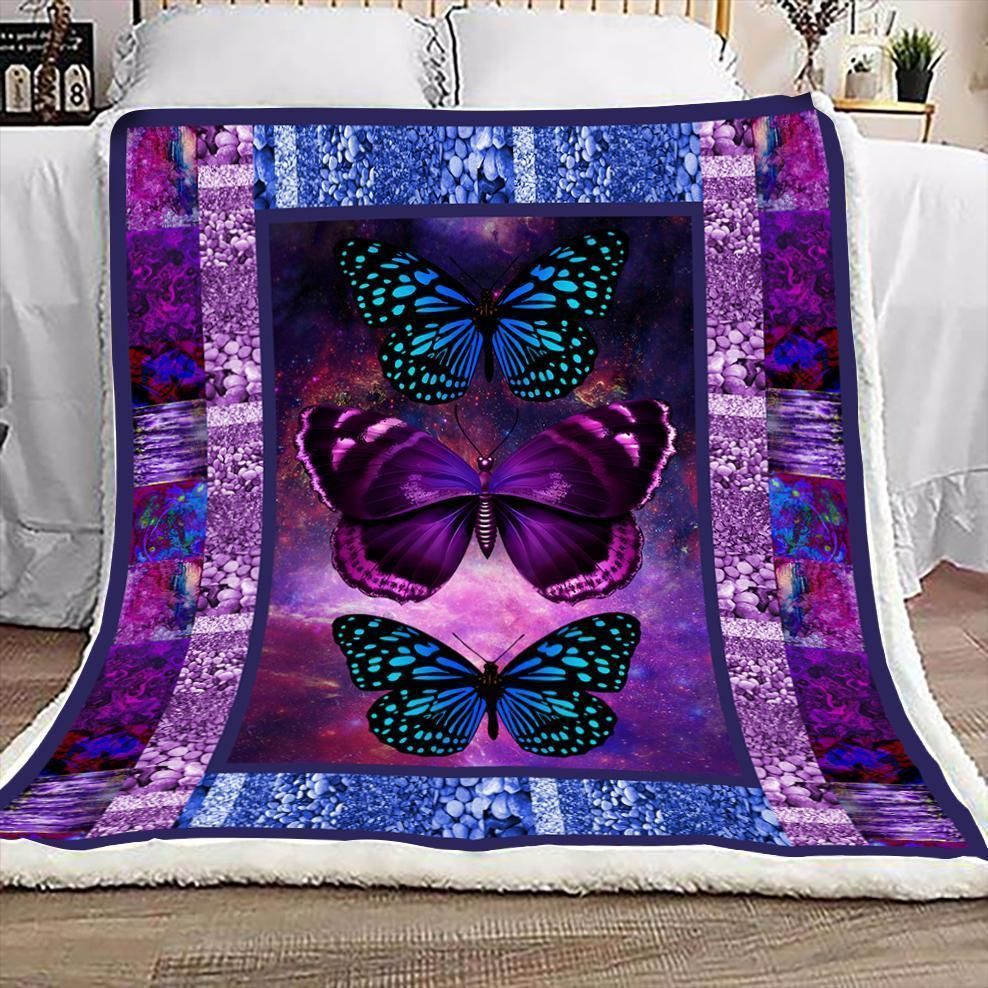 Butterfly Sherpa Fleece Blanket