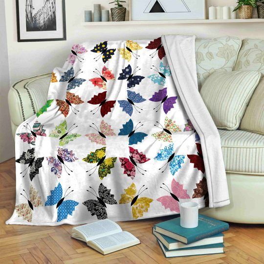 Butterfly Sherpa Fleece Blanket
