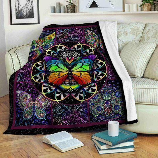 Butterfly Sherpa Fleece Blanket