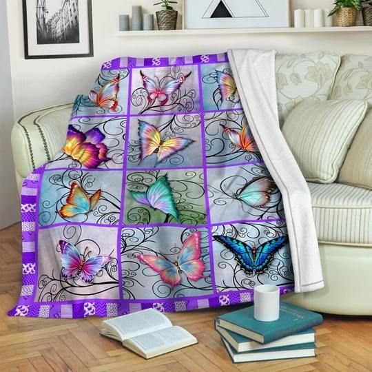 Butterfly Sherpa Fleece Blanket