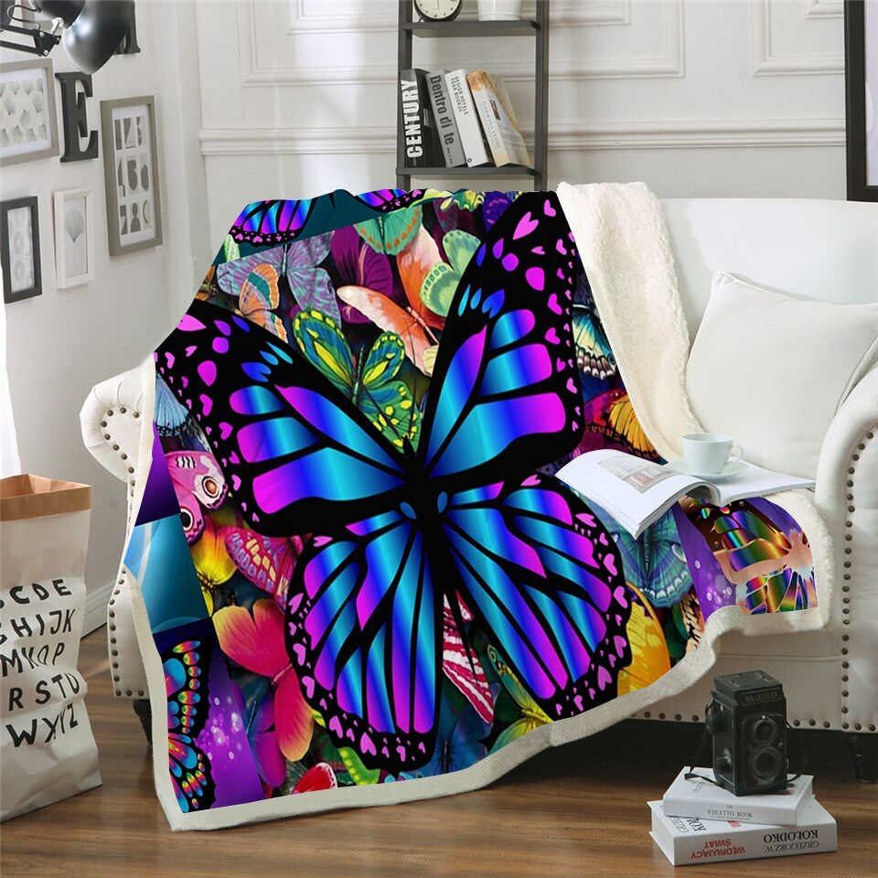 Butterfly Sherpa Fleece Blanket