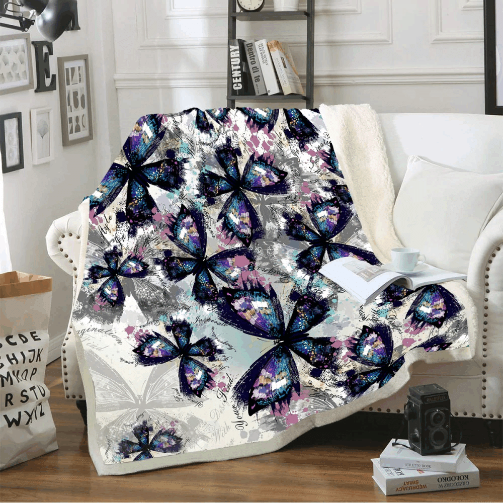Butterfly Sherpa Fleece Blanket