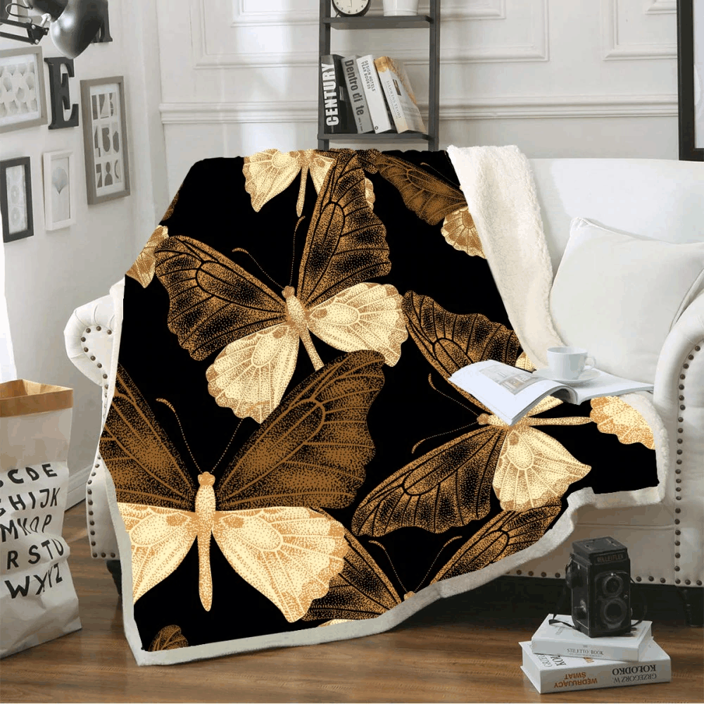 Butterfly Sherpa Fleece Blanket