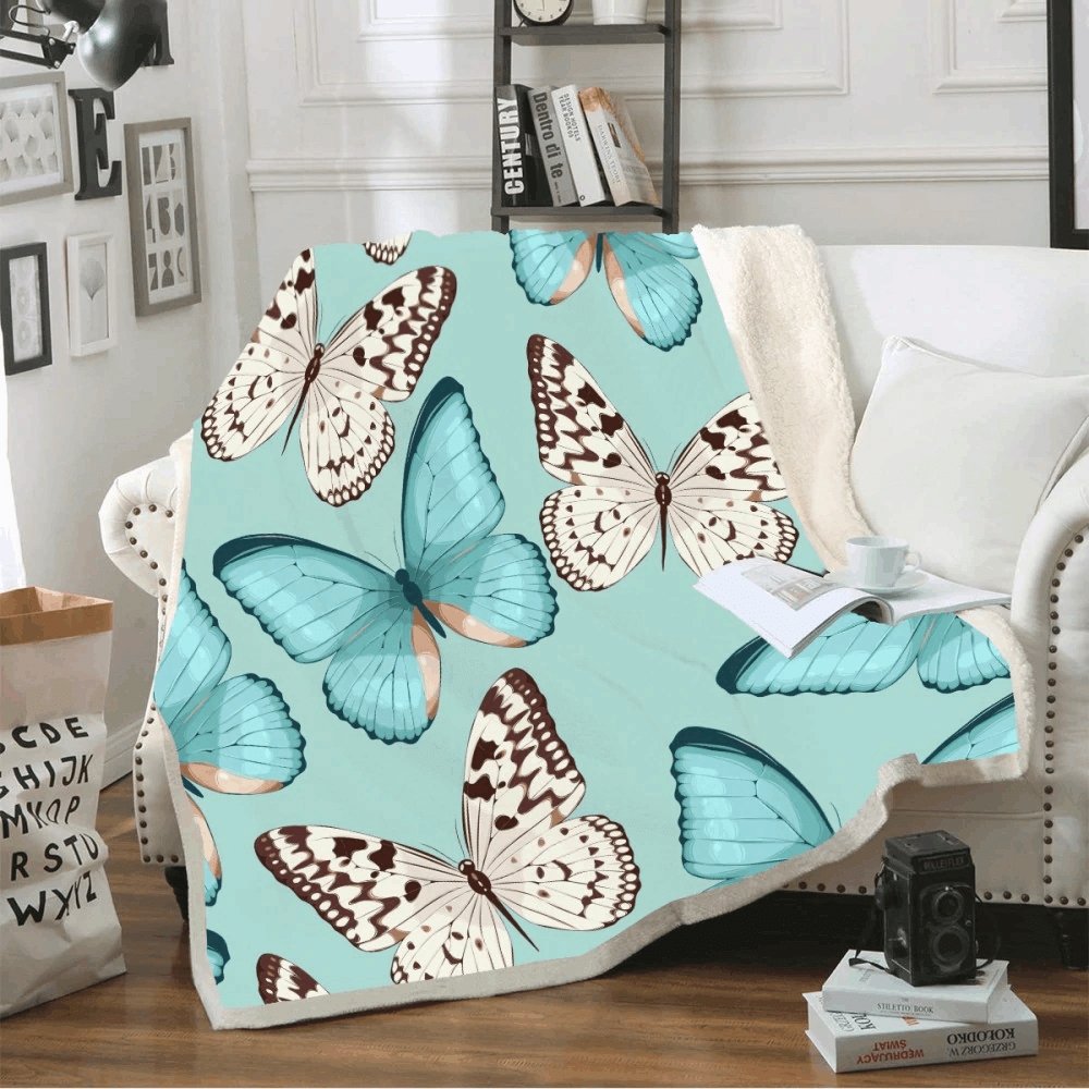 Butterfly Sherpa Fleece Blanket