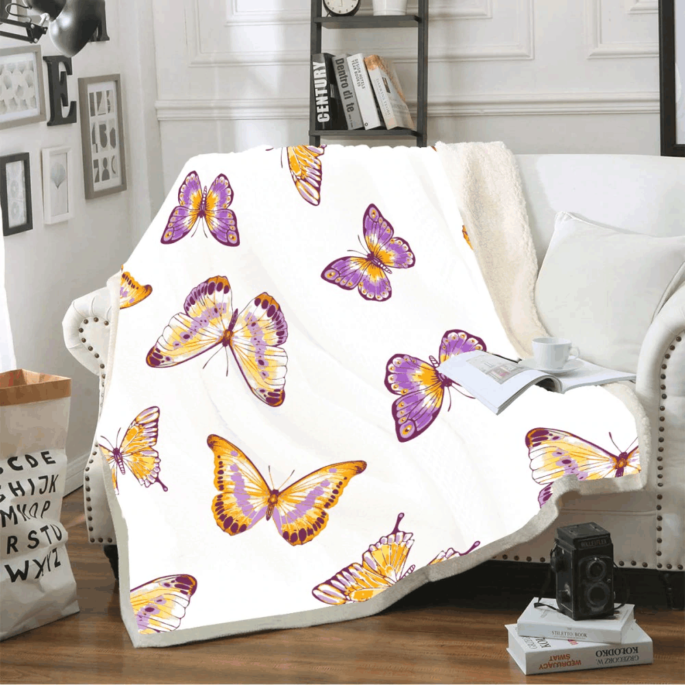 Butterfly Sherpa Fleece Blanket