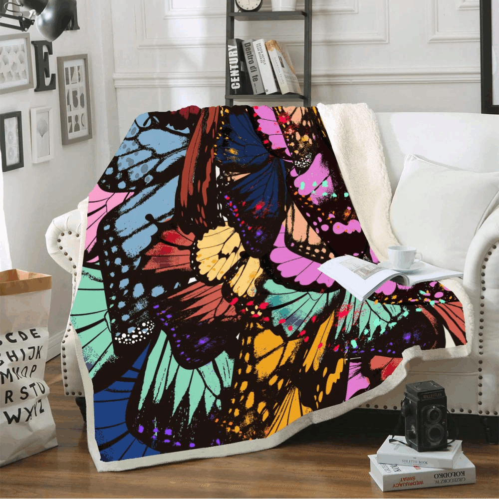 Butterfly Sherpa Fleece Blanket