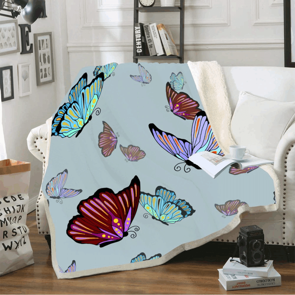 Butterfly Sherpa Fleece Blanket