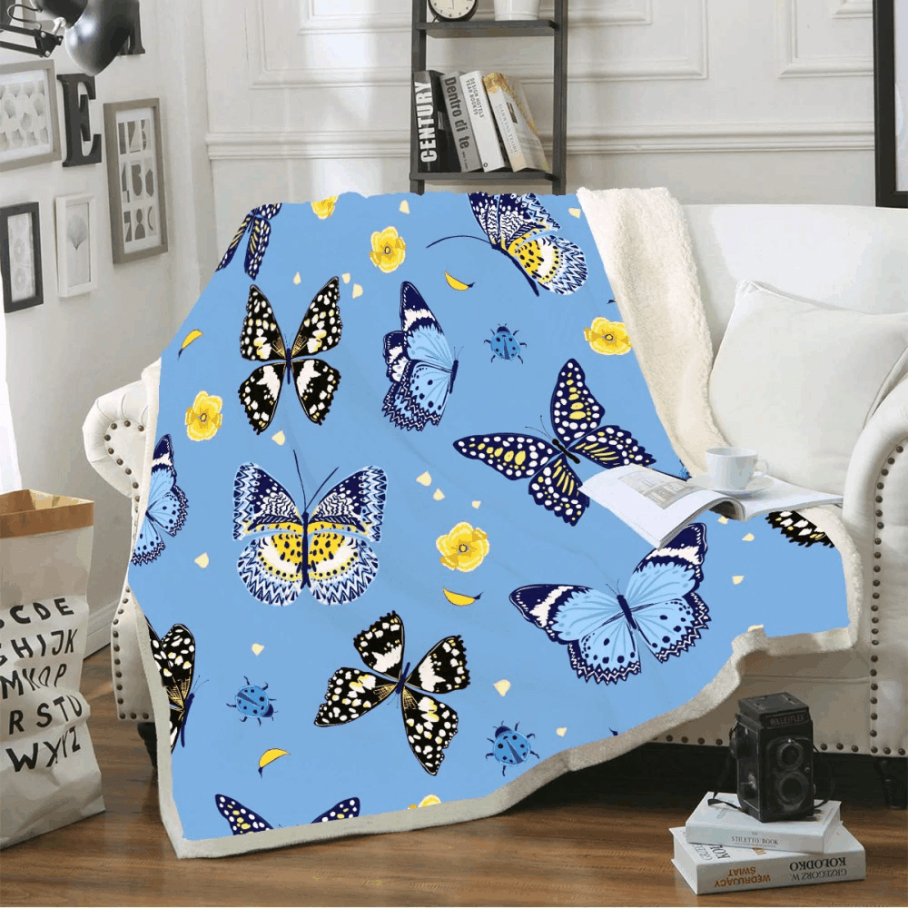 Butterfly Sherpa Fleece Blanket