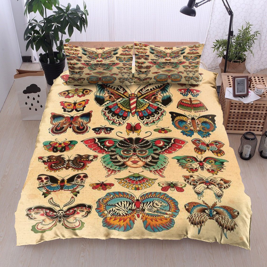 Butterfly Color Tattoo Bedding Set
