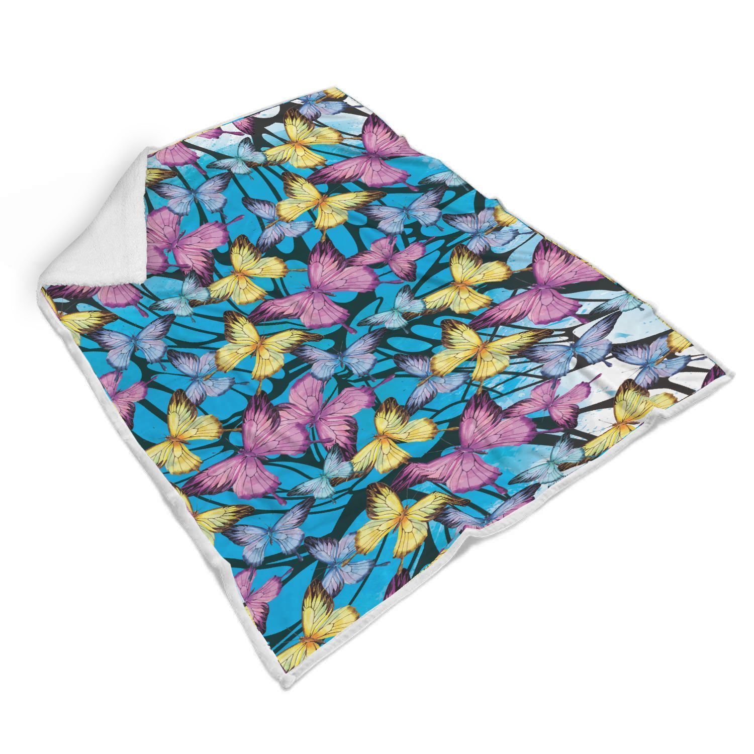 Butterfly Colorful Sherpa Fleece Blanket