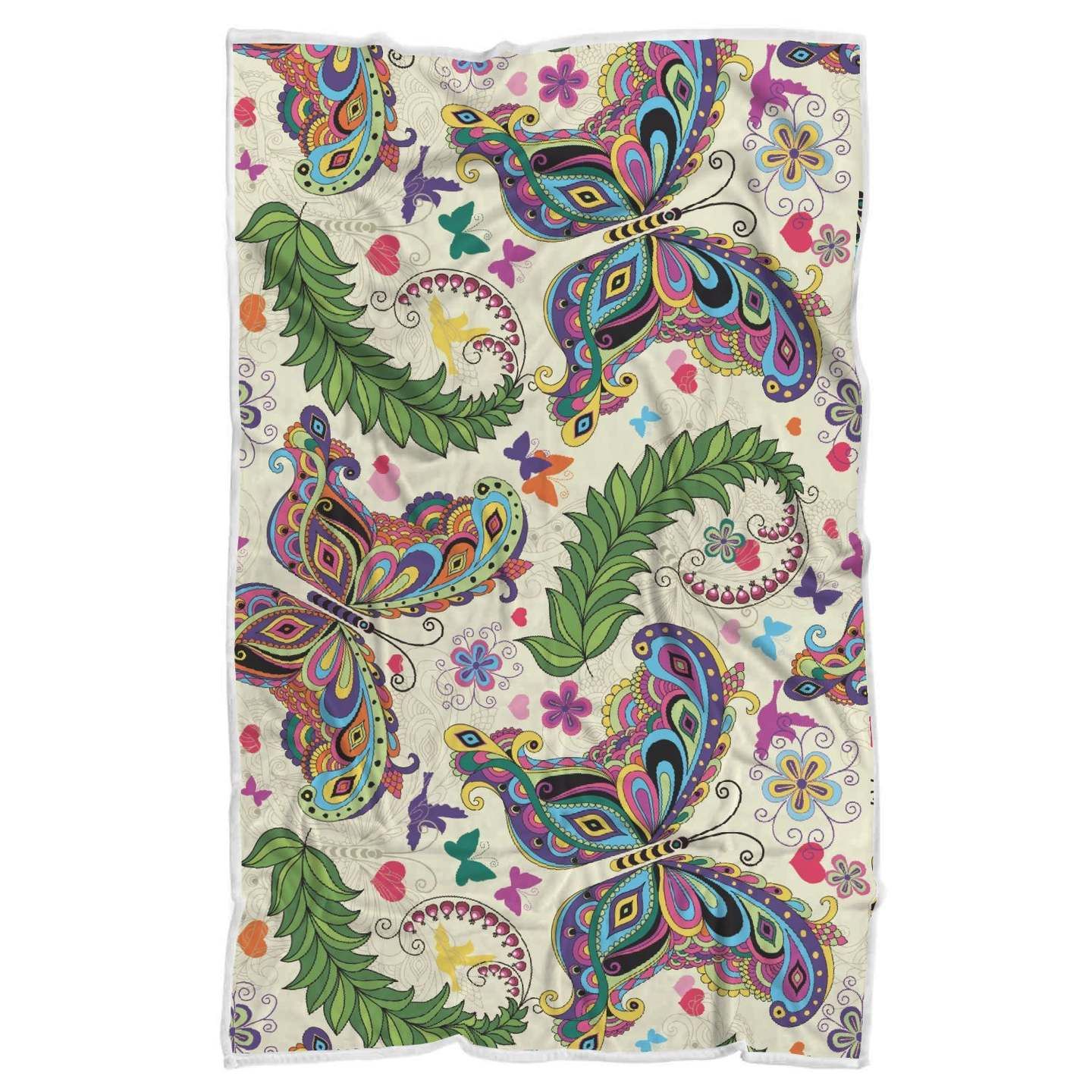 Butterfly Colorful Indian Style Sherpa Fleece Blanket