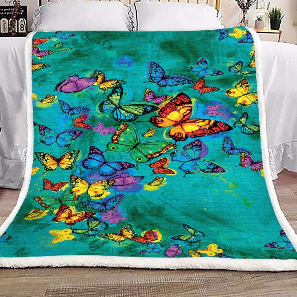 Butterfly Colorful Sherpa Fleece Blanket