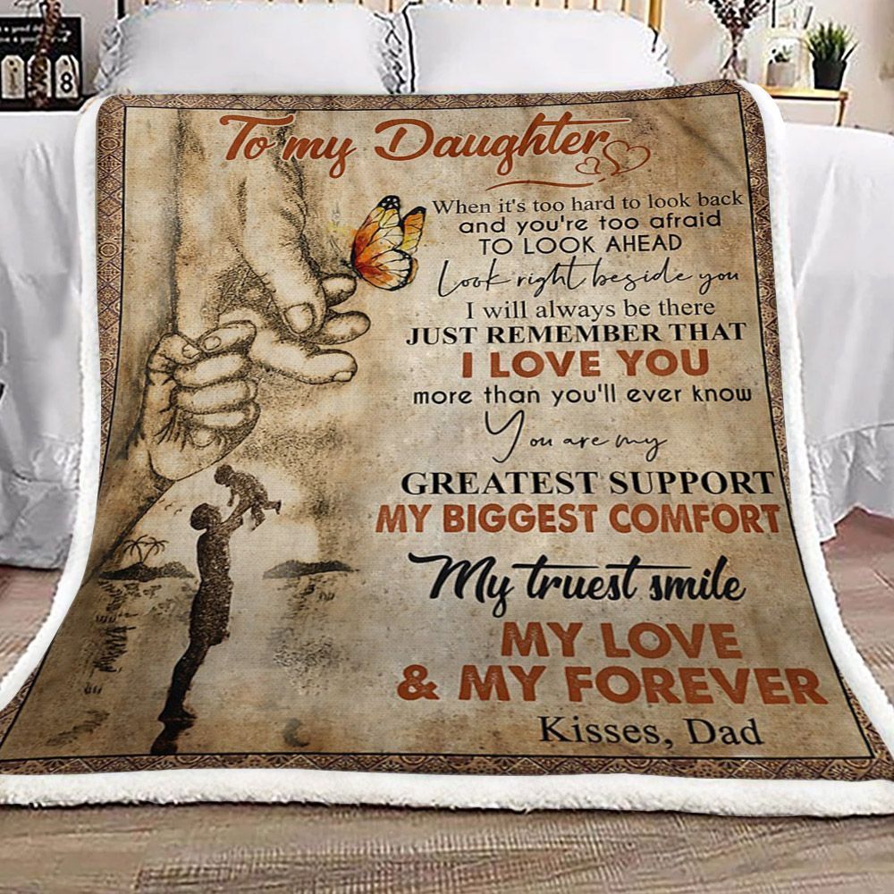 Butterfly Dad To Daughter Sherpa Fleece Blanket