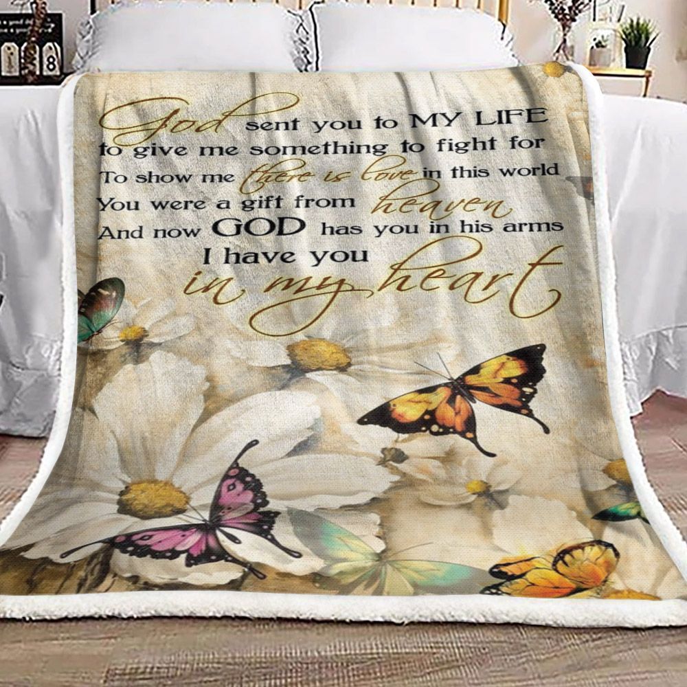 Butterfly Daisy Sherpa Fleece Blanket