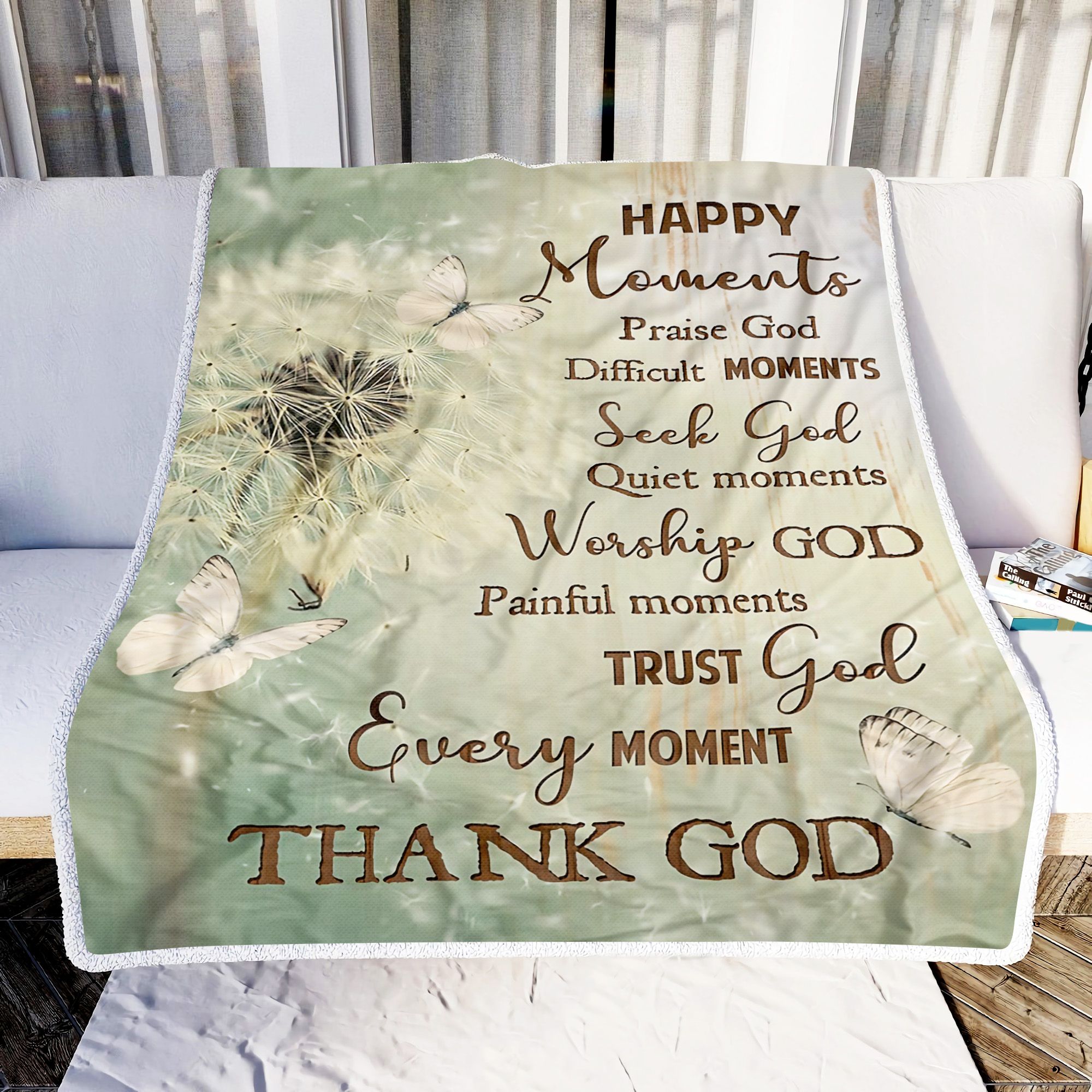 Butterfly Dandelion Thank God Fleece Blanket