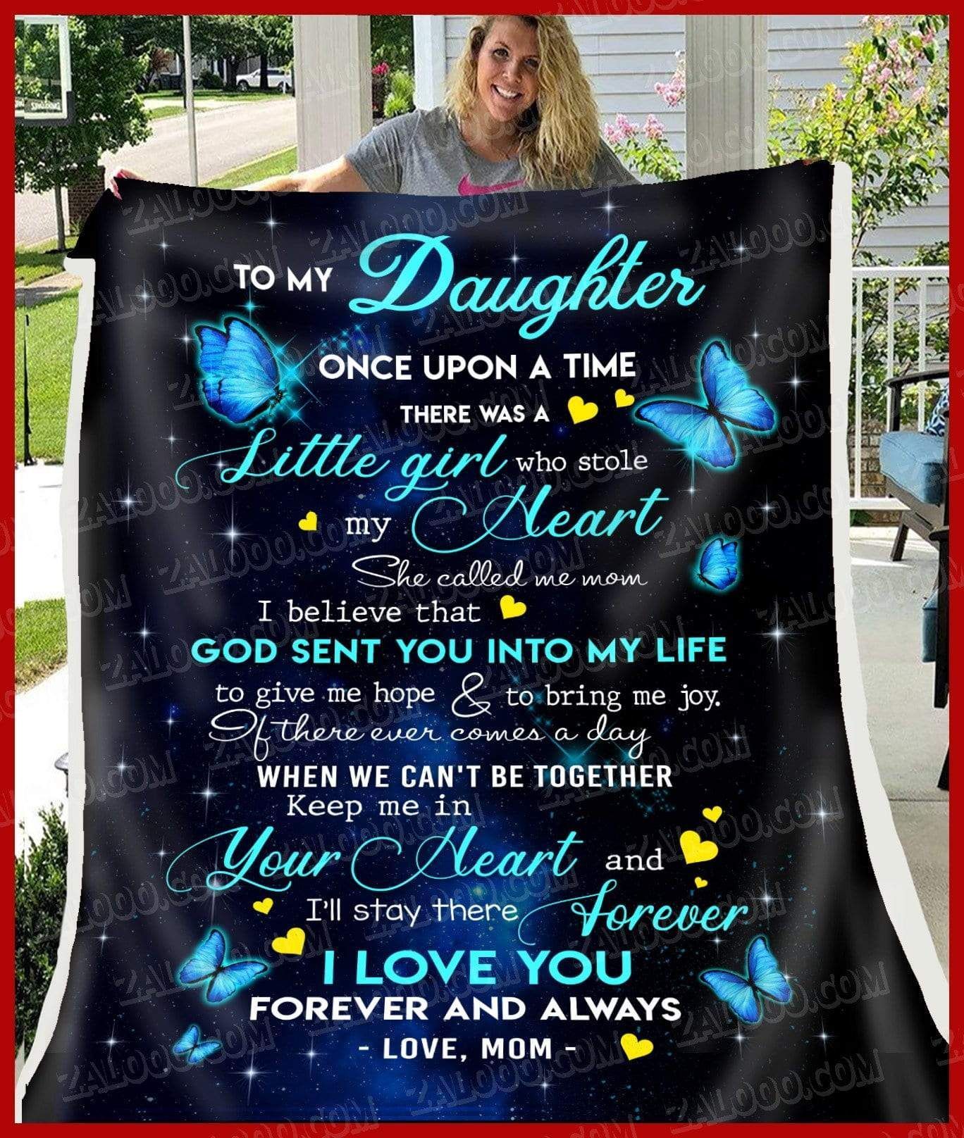 Butterfly Daughter Mom Once Upon A Time Love Your Mom Sherpa Fleece Blanket