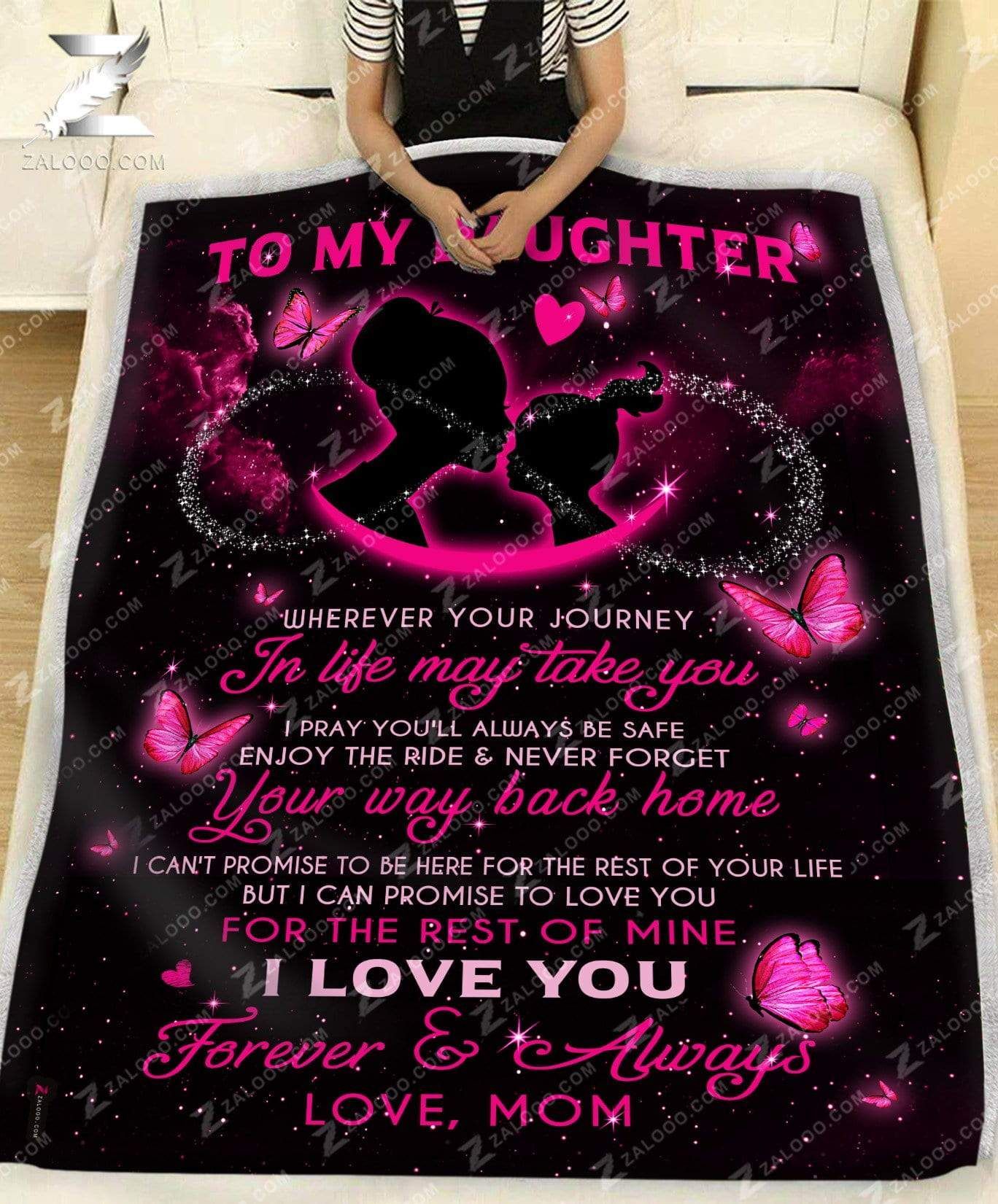 Butterfly Daughter Mom Wherever Your Journey In Life May Take You Sherpa Fleece Blanket