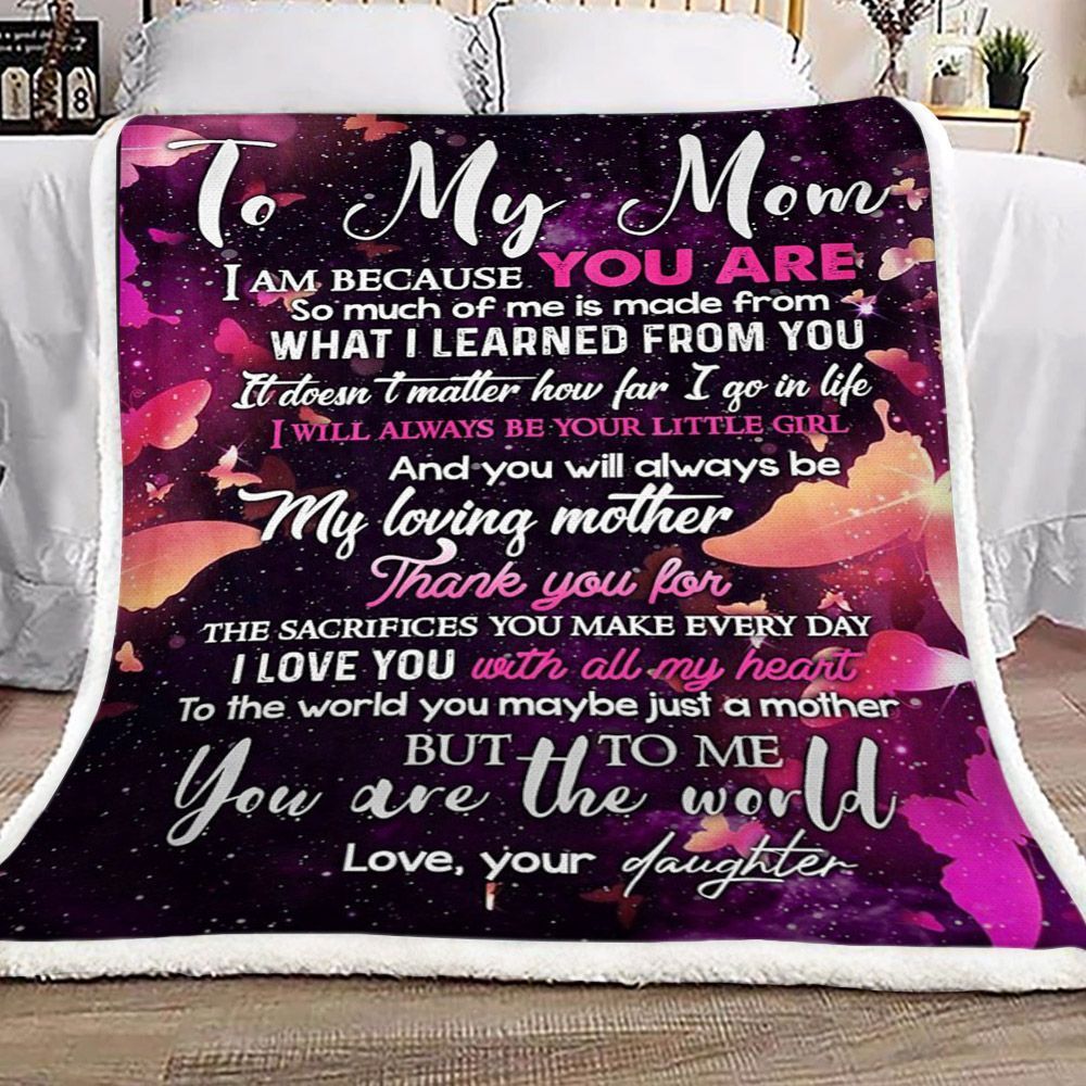Butterfly Daughter To Mom Sherpa Fleece Blanket