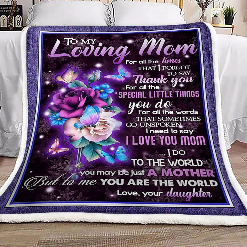 Butterfly Daughter To Mom Sherpa Fleece Blanket