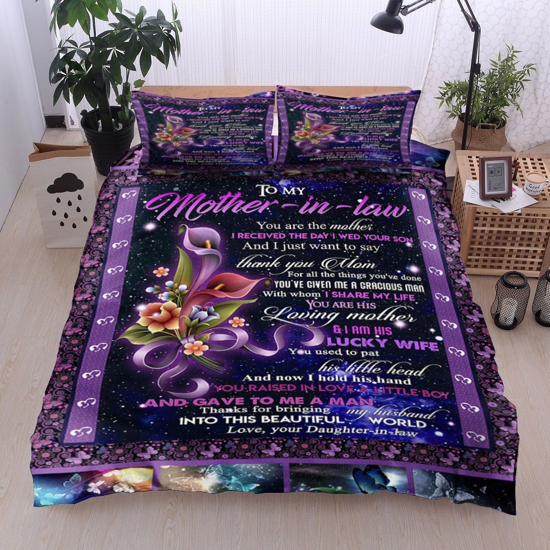 Butterfly Daughter To Mother In Law Bedding Set