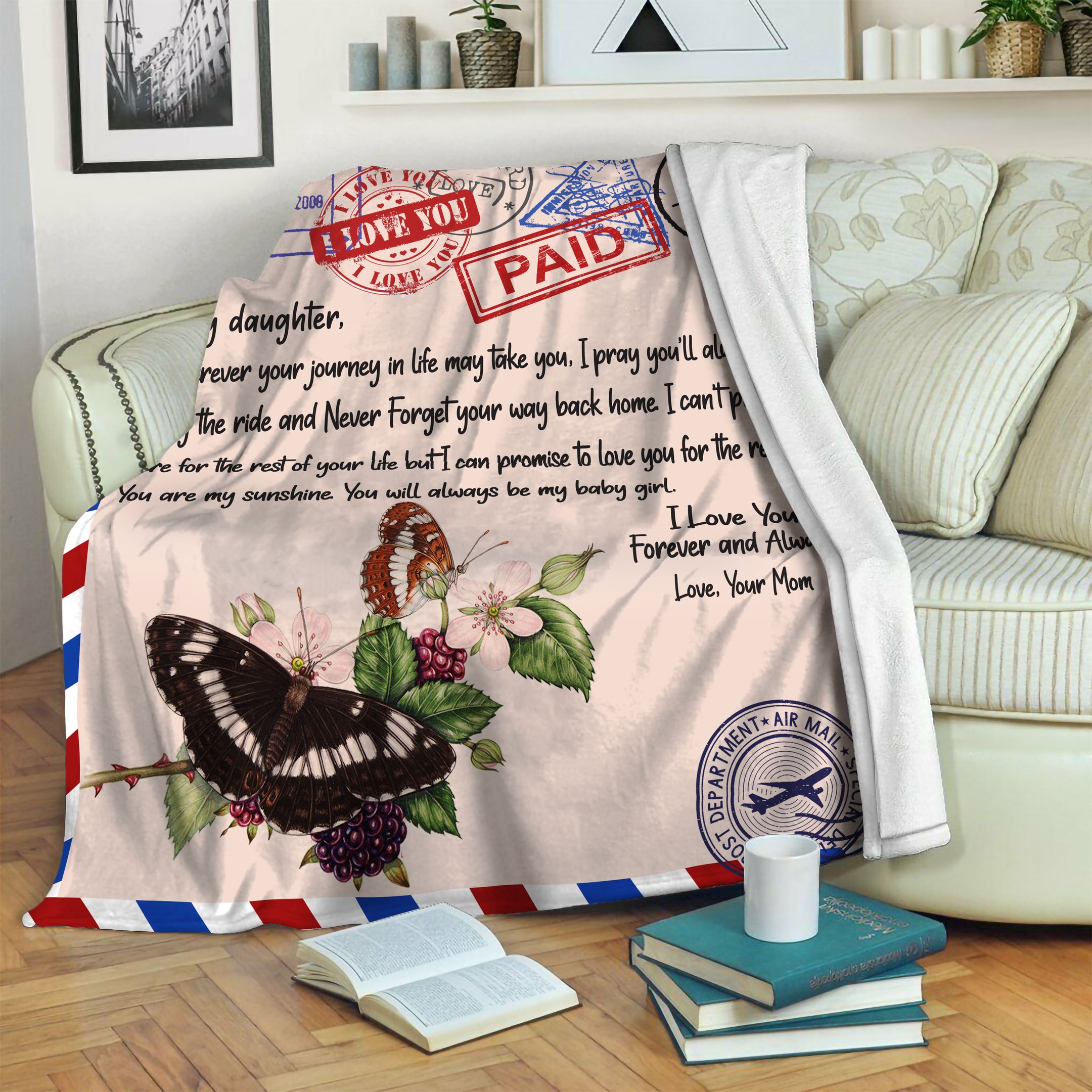 Butterfly Daugter And Mom Fleece Blanket