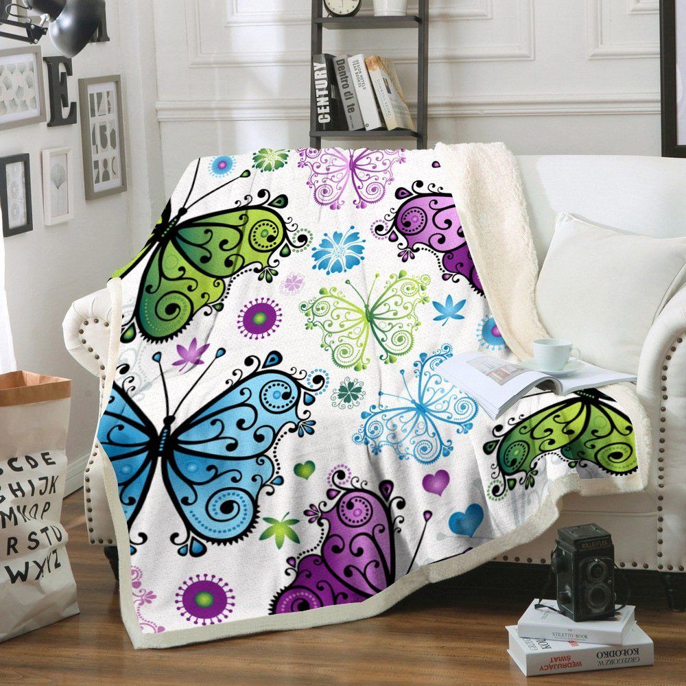 Butterfly Sherpa Fleece Blanket