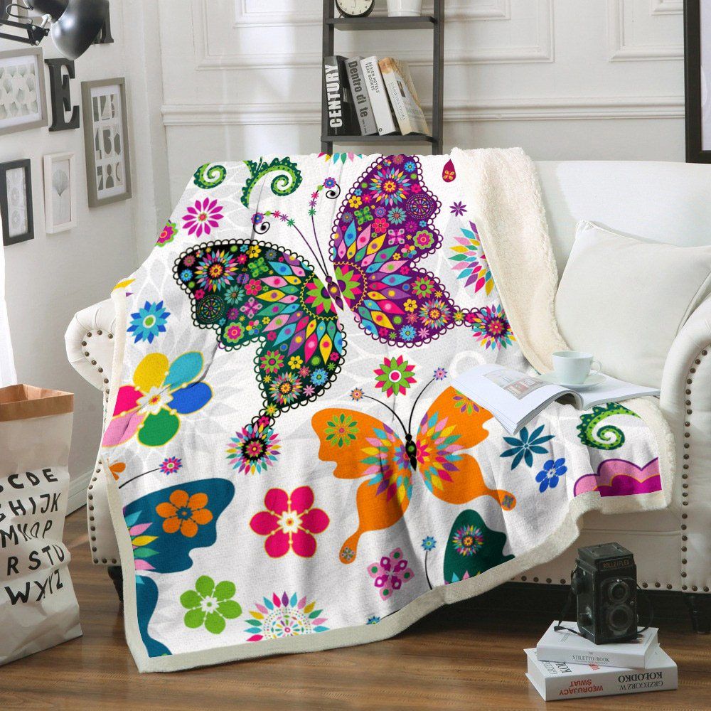 Butterfly Sherpa Fleece Blanket