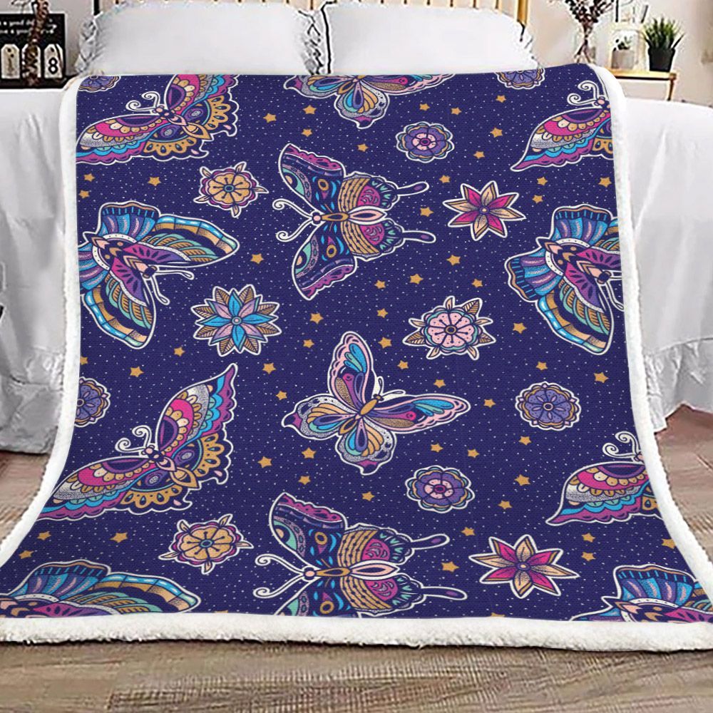 Butterfly Sherpa Fleece Blanket