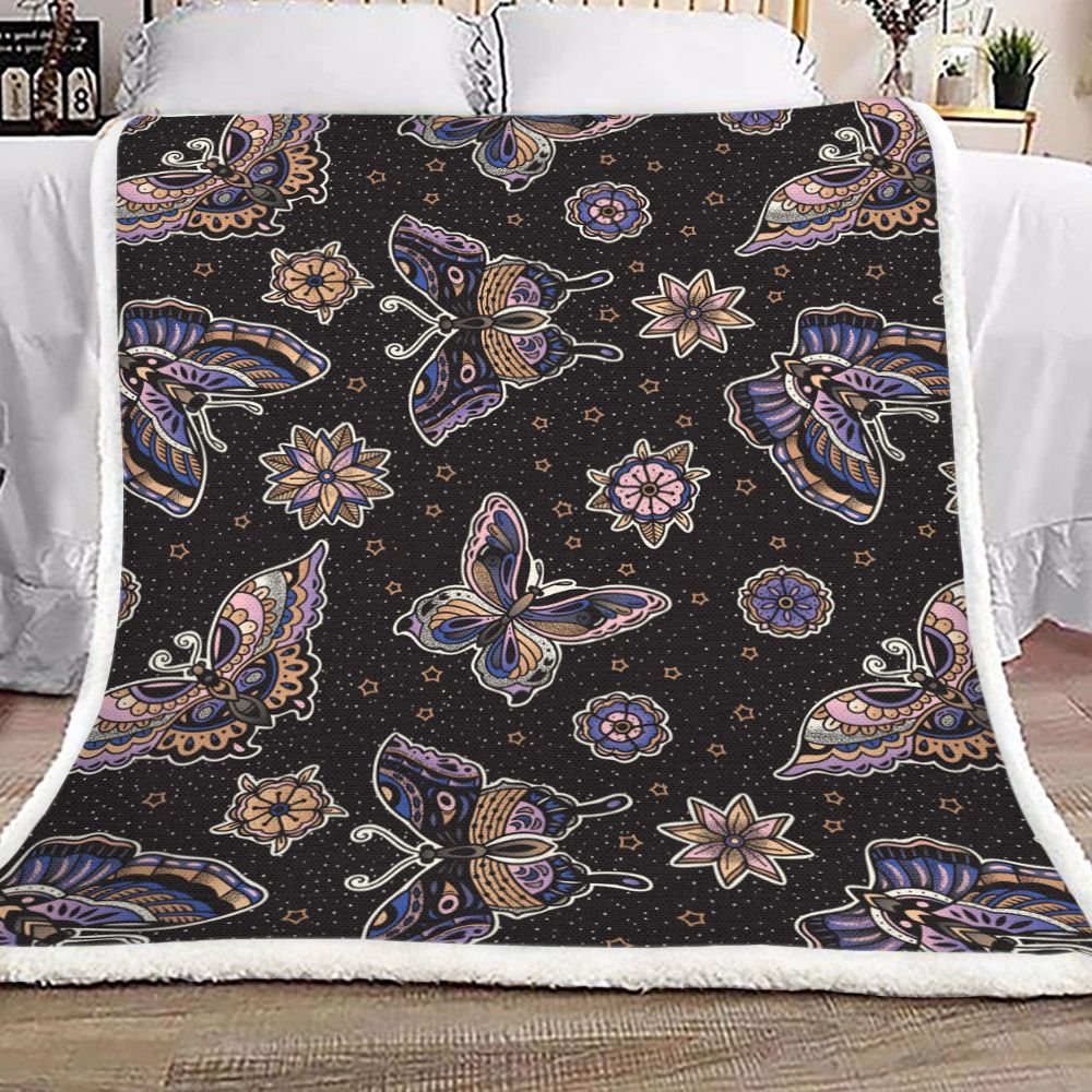 Butterfly Sherpa Fleece Blanket
