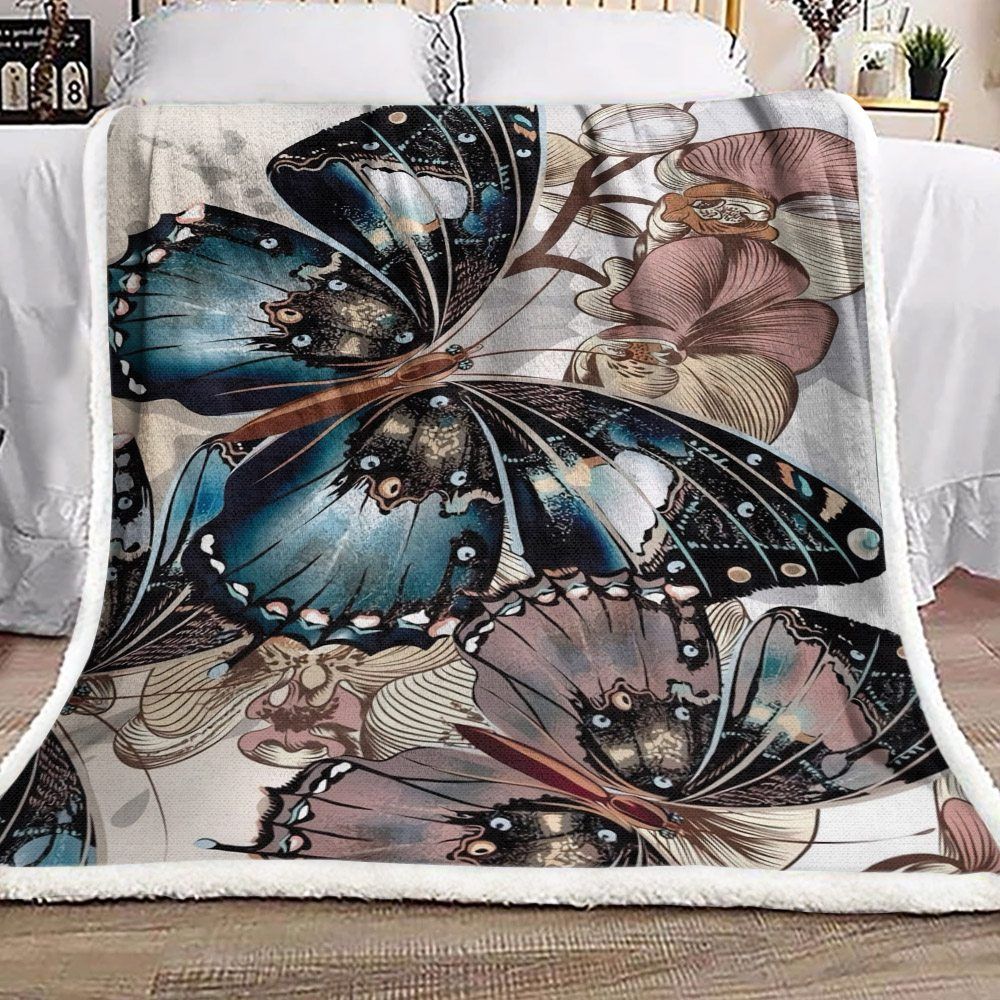 Butterfly Sherpa Fleece Blanket