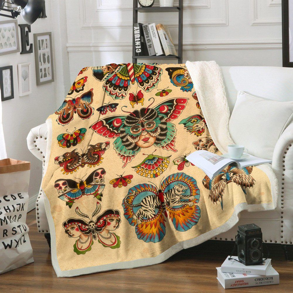 Butterfly Sherpa Fleece Blanket