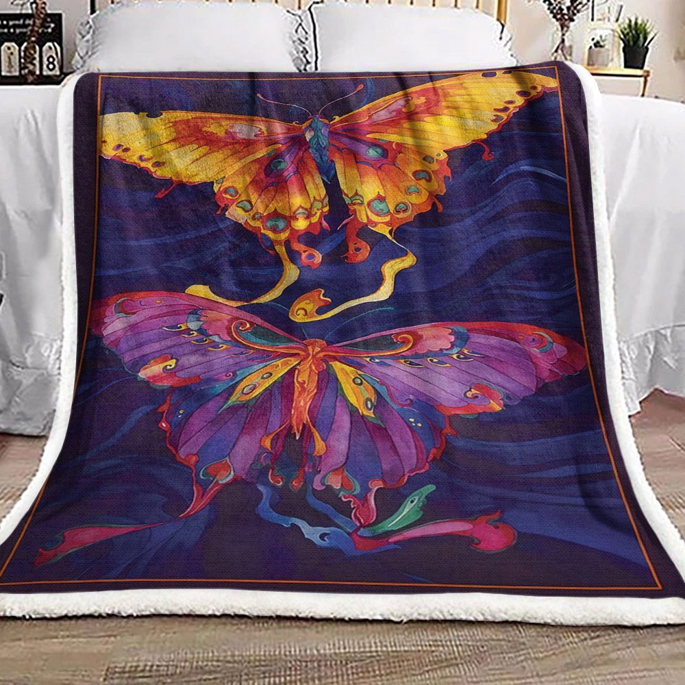Butterfly Sherpa Fleece Blanket