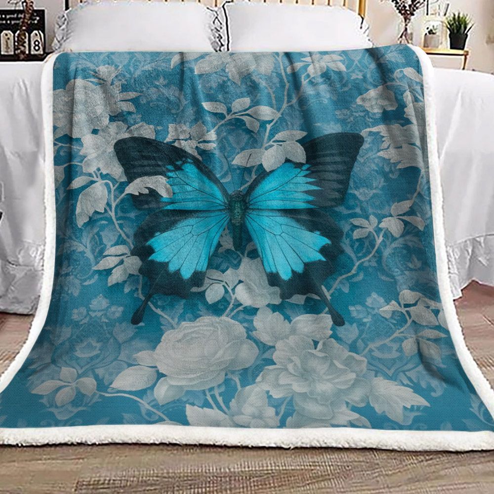 Butterfly Sherpa Fleece Blanket