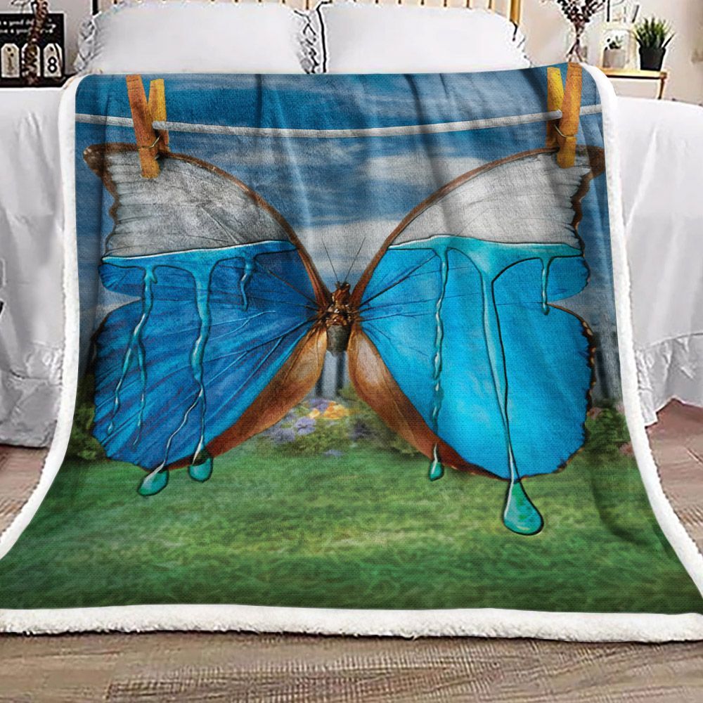 Butterfly Sherpa Fleece Blanket