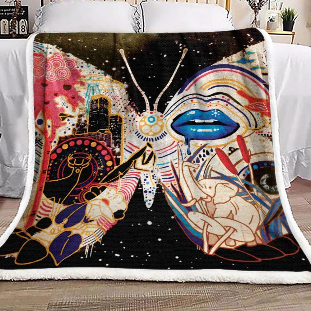 Butterfly Sherpa Fleece Blanket