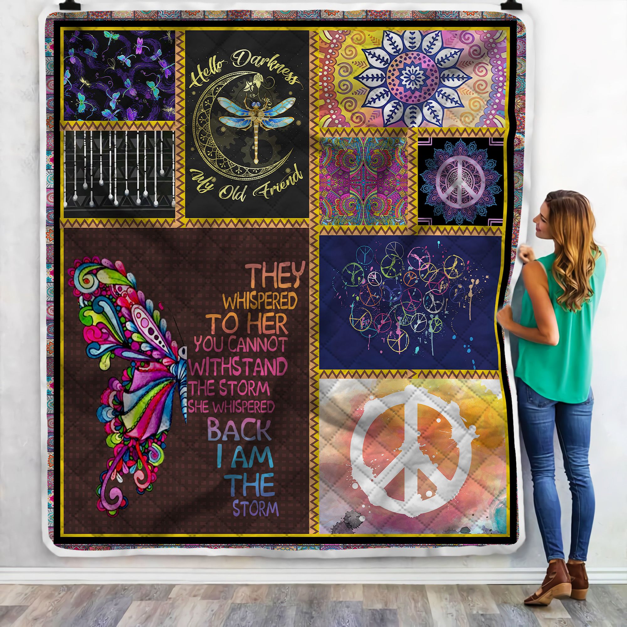 Butterfly Dragonfly Dark Night Fleece Blanket