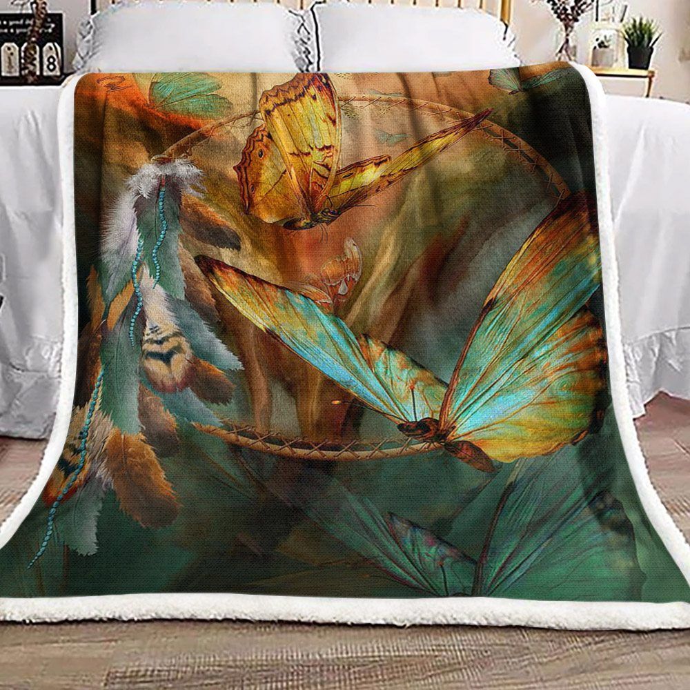 Butterfly Dream Catcher Sherpa Fleece Blanket