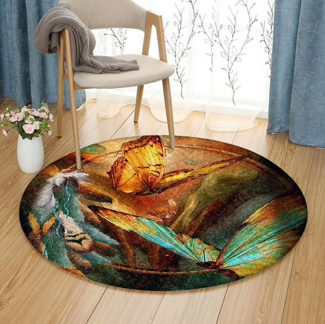 Butterfly Dream Catcher Round Carpet