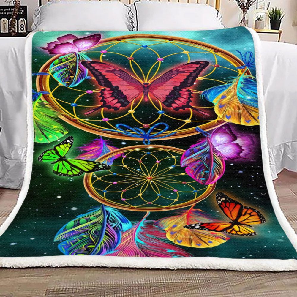 Butterfly Dreamcatcher Sherpa Fleece Blanket