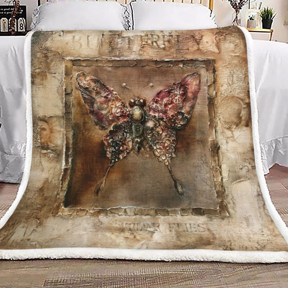 Butterfly Sherpa Fleece Blanket
