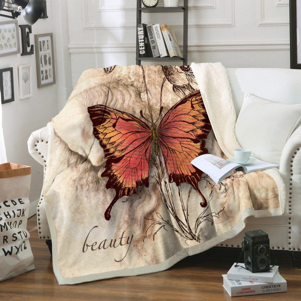 Butterfly Sherpa Fleece Blanket