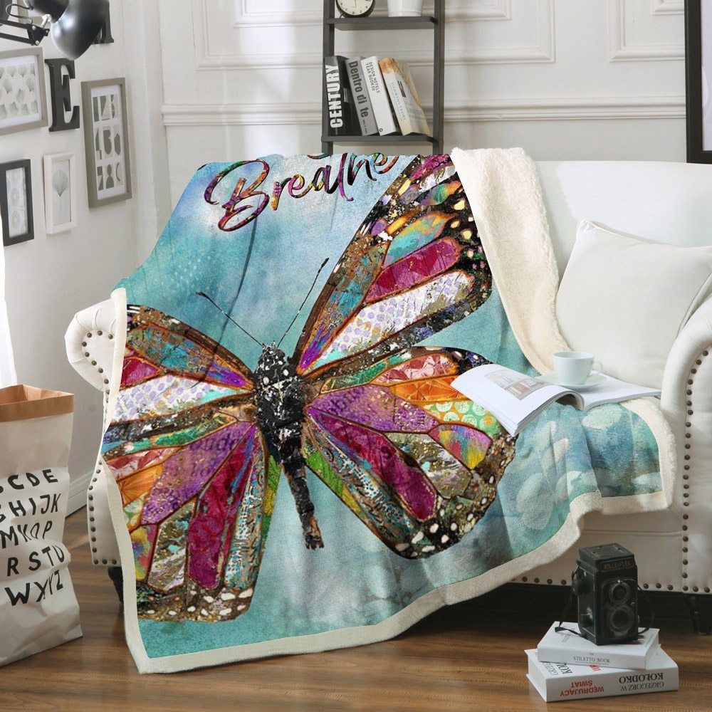 Butterfly Sherpa Fleece Blanket